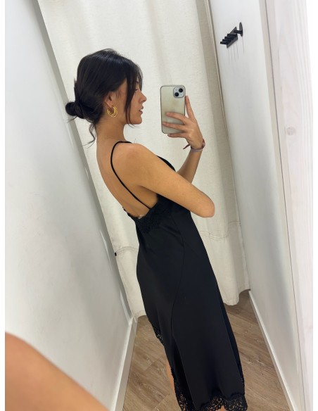 VESTIDO HALTER LENCERO ASIMETRICO