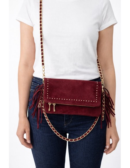 BOLSO PIEL ANTE FLECOS TACHUELAS