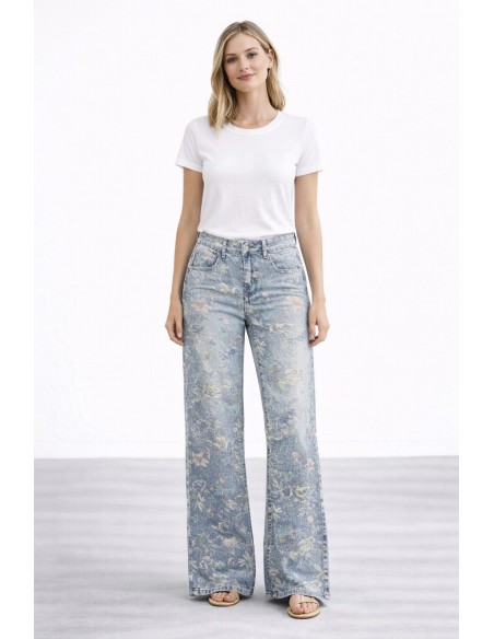PANTALON DENIM ESTAMPADO